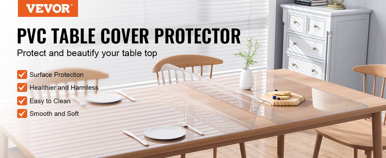Vevor - VEVOR Nappe Rectangle Transparente Protection de Table en PVC 92,5x45,7x1,5 mm - Image 9