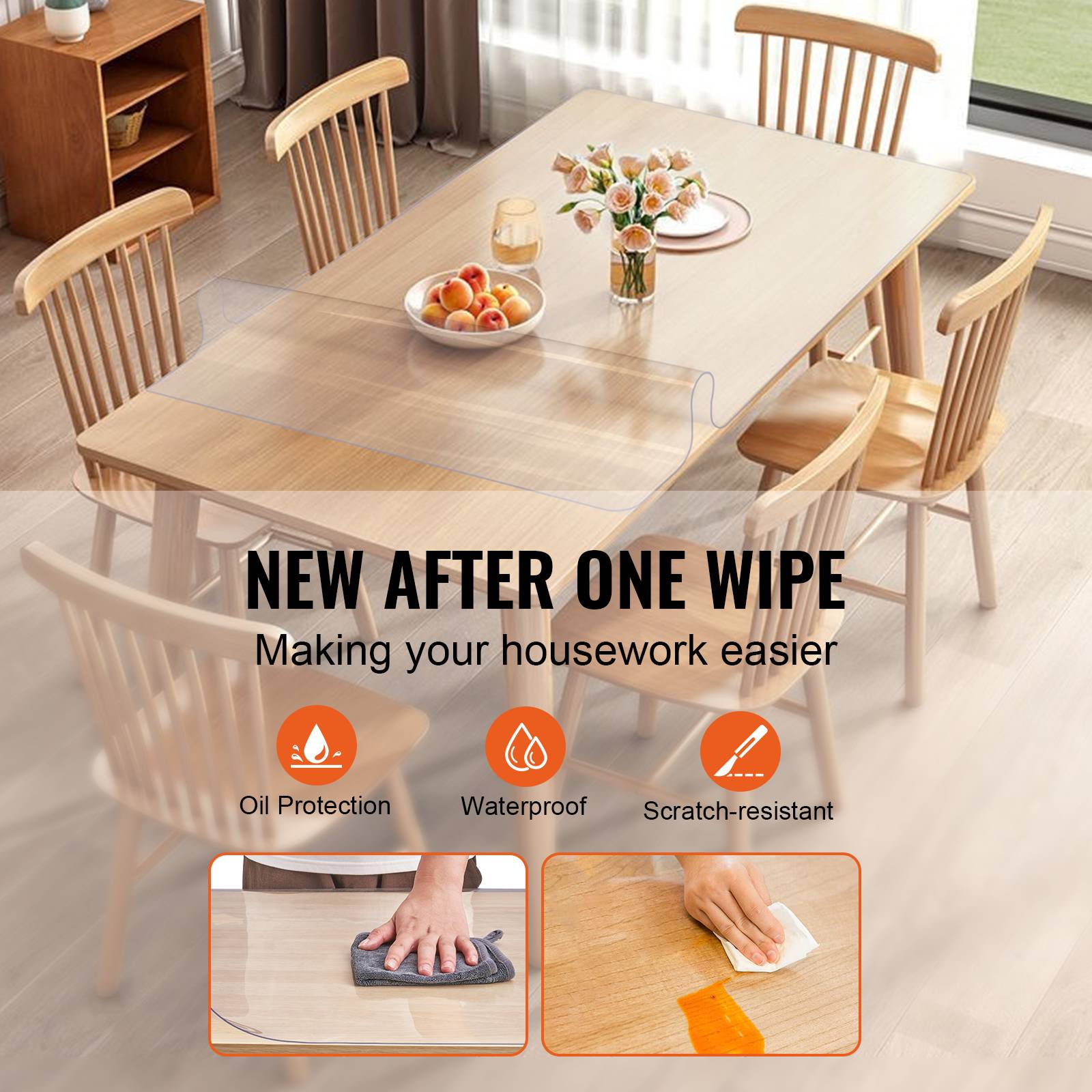 Vevor - VEVOR Nappe Rectangle Transparente Protection de Table en PVC 92,5x45,7x1,5 mm - Image 4