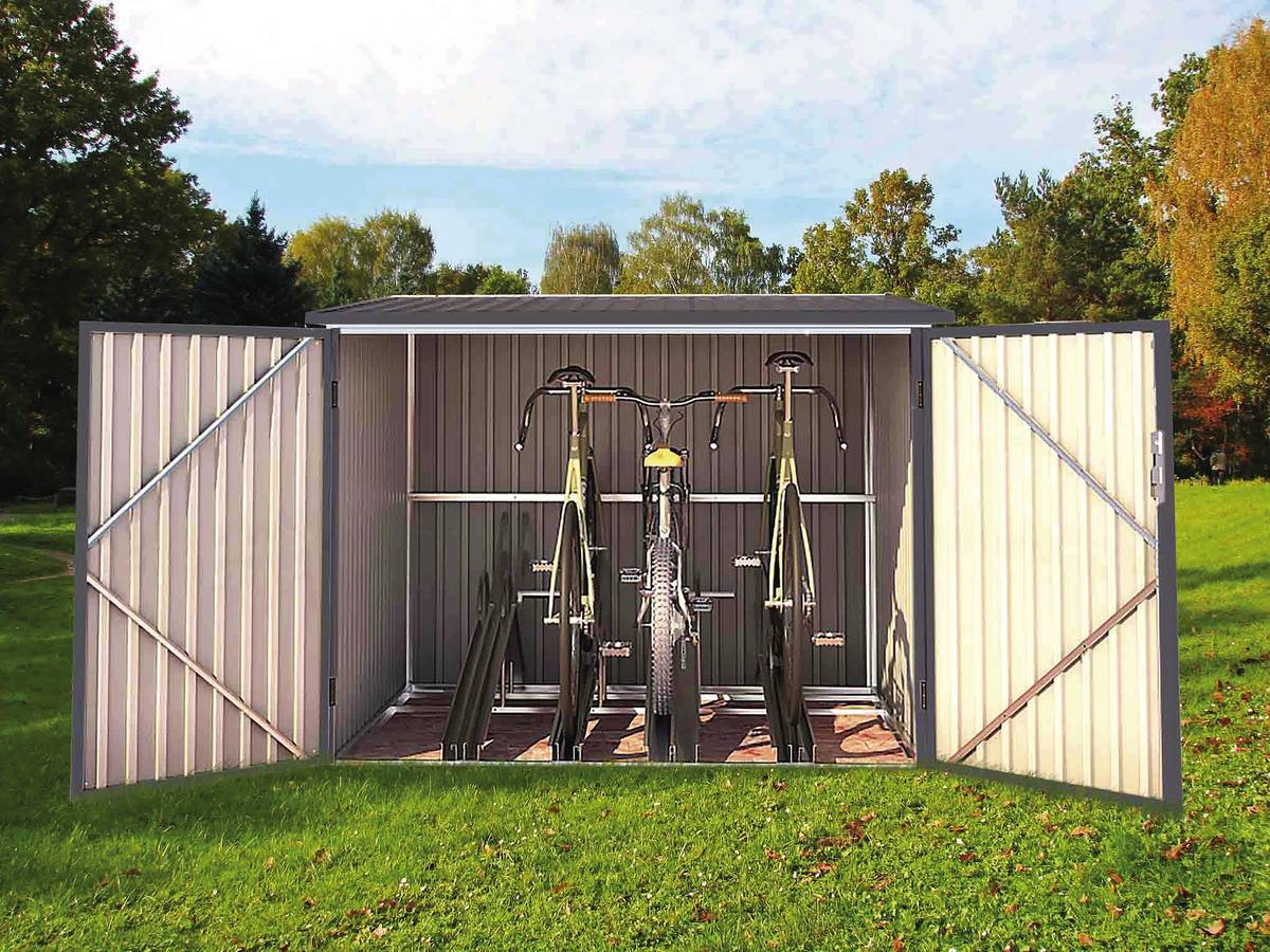 Abri Jardin Métal 4 Vélos - 4,02m² - 203 X 198 X 157/142 Cm - Gris -habitat Et Jardin - Image 2
