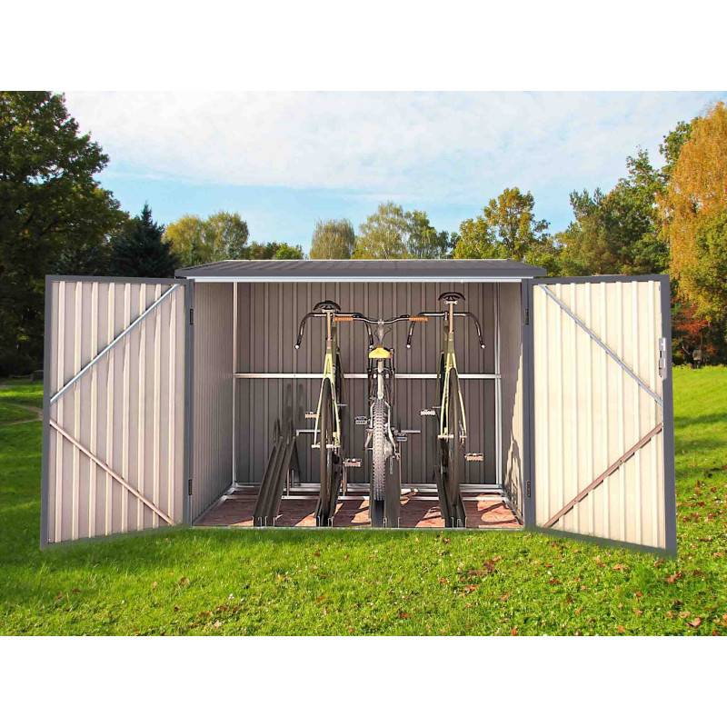Abri Jardin Métal 4 Vélos - 4,02m² - 203 X 198 X 157/142 Cm - Gris -habitat Et Jardin - Image 6