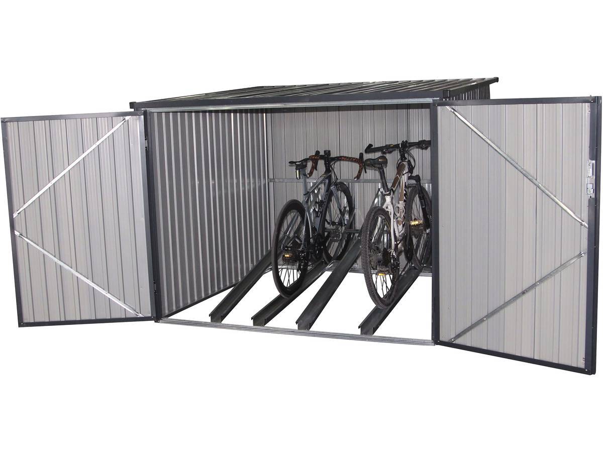 Abri Jardin Métal 4 Vélos - 4,02m² - 203 X 198 X 157/142 Cm - Gris -habitat Et Jardin - Image 3