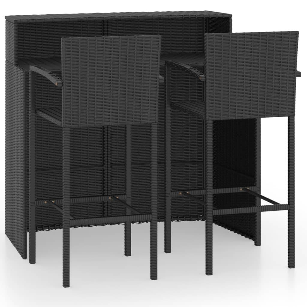 Helloshop26 - Ensemble de bar de jardin 3 pièces 120 x 55 x 110 cm noir - Image 1