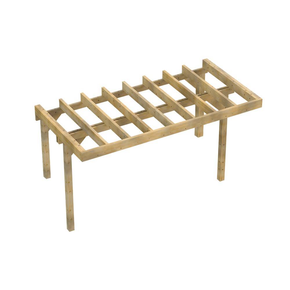 Structure Terrasse Bois Pilotis Adossee en Kit - 2,1x4,20m - Solives + Poteaux - Epicéa - Image 1