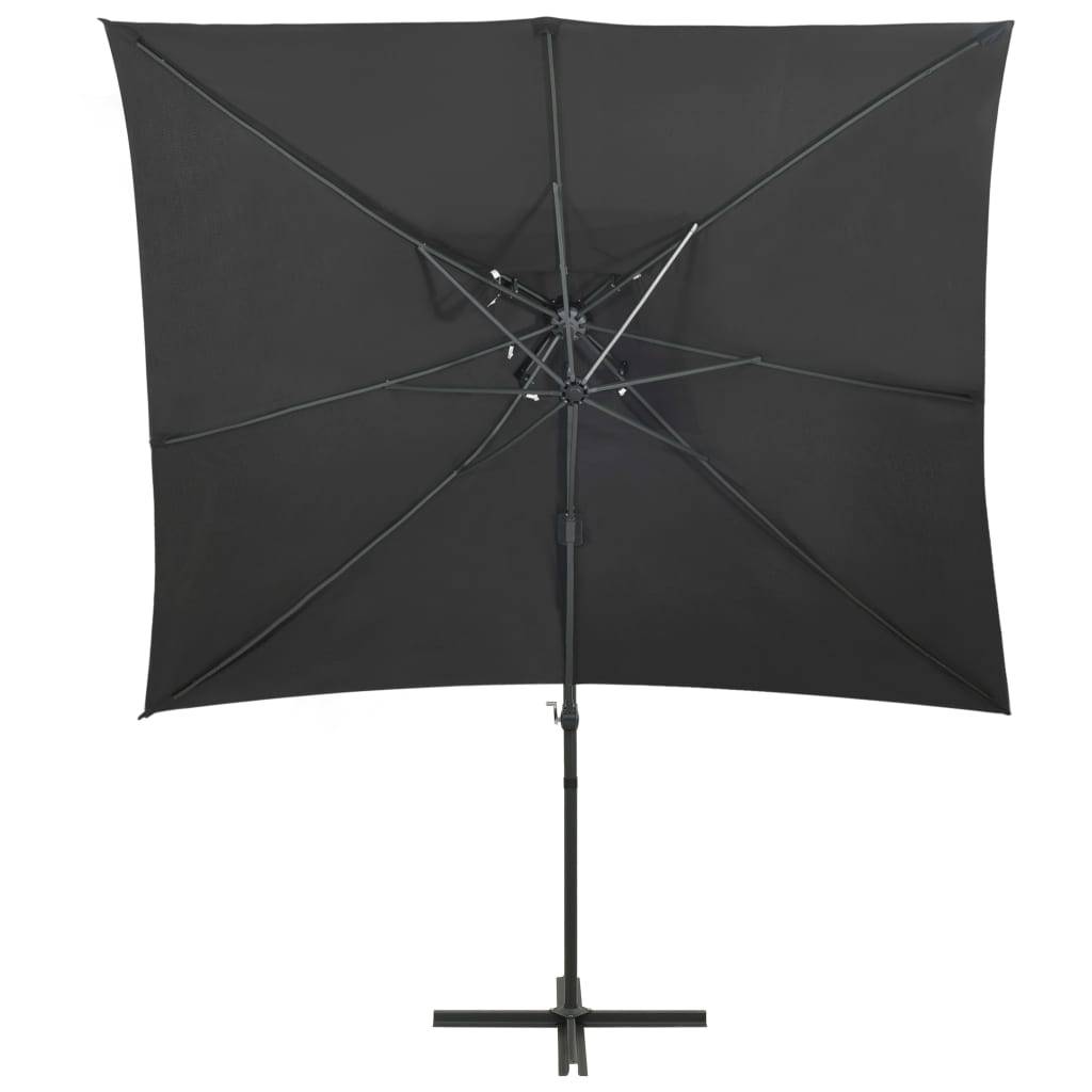 Helloshop26 - Parasol déporté à double toit 250 x 250 cm anthracite - Image 2