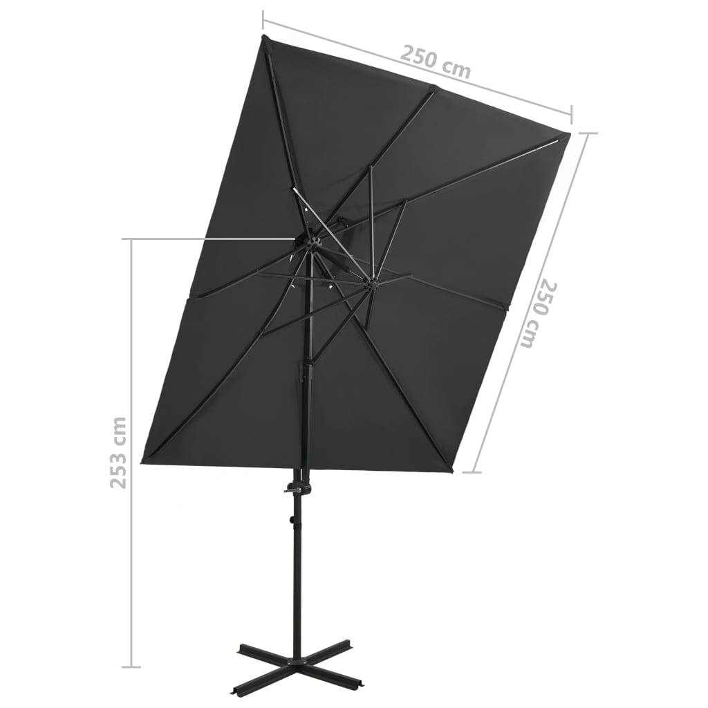 Helloshop26 - Parasol déporté à double toit 250 x 250 cm anthracite - Image 7