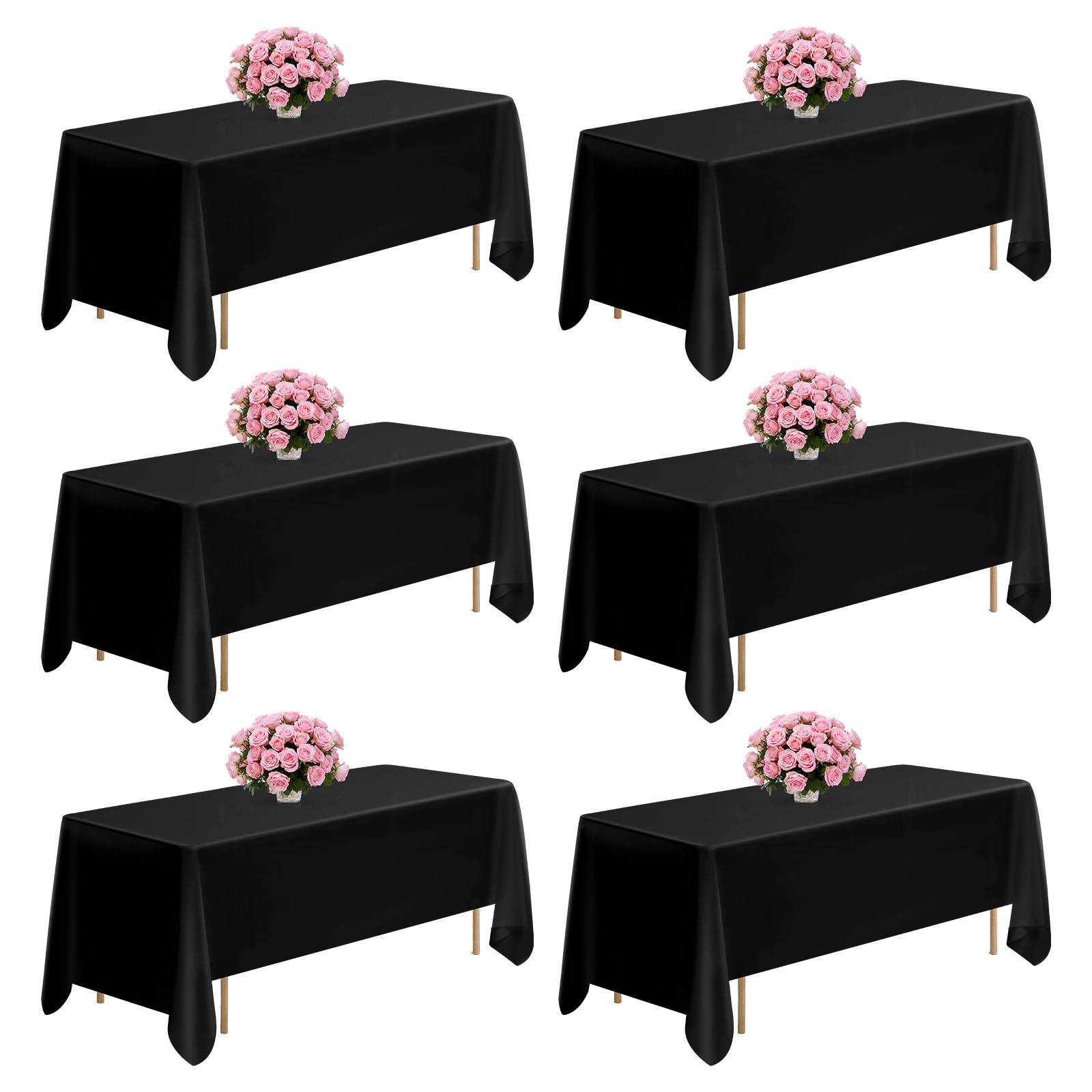 Vevor - VEVOR Nappe rectangulaire noire en polyester 1778 x 3048 mm 6 pcs pour mariage - Image 1