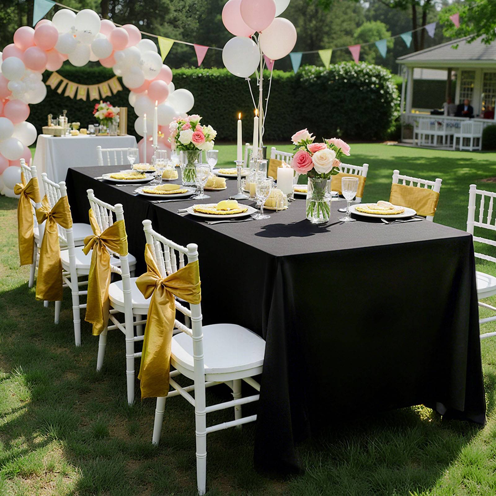 Vevor - VEVOR Nappe rectangulaire noire en polyester 1778 x 3048 mm 6 pcs pour mariage - Image 8