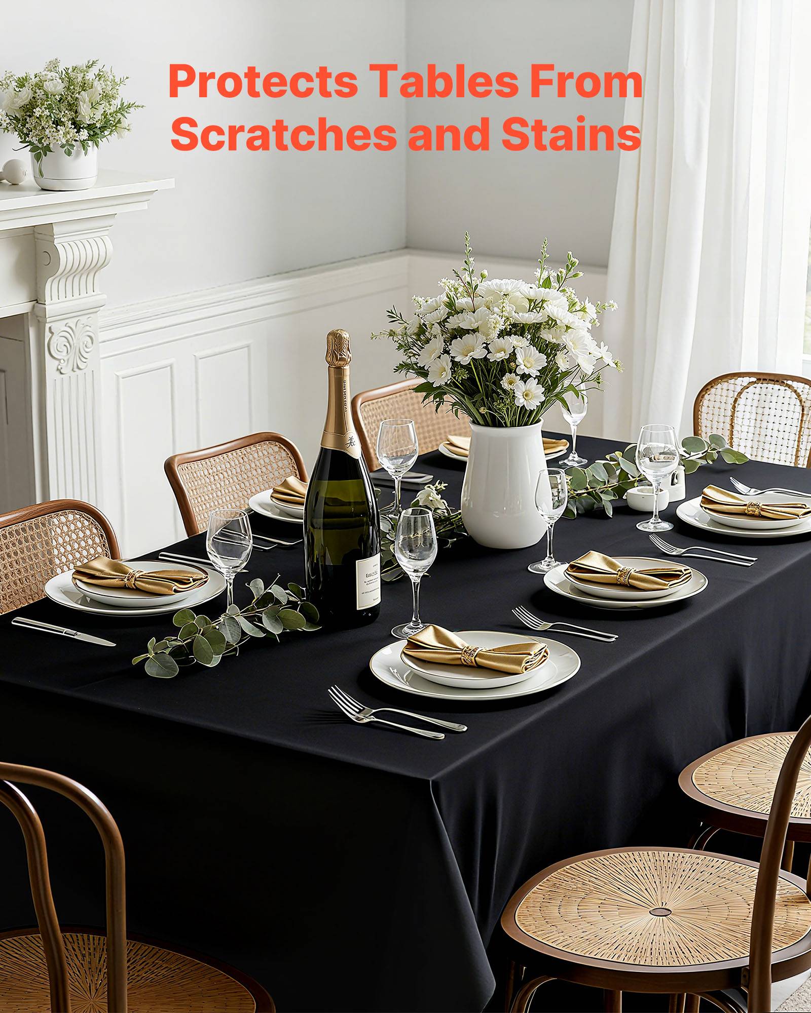 Vevor - VEVOR Nappe rectangulaire noire en polyester 1778 x 3048 mm 6 pcs pour mariage - Image 2