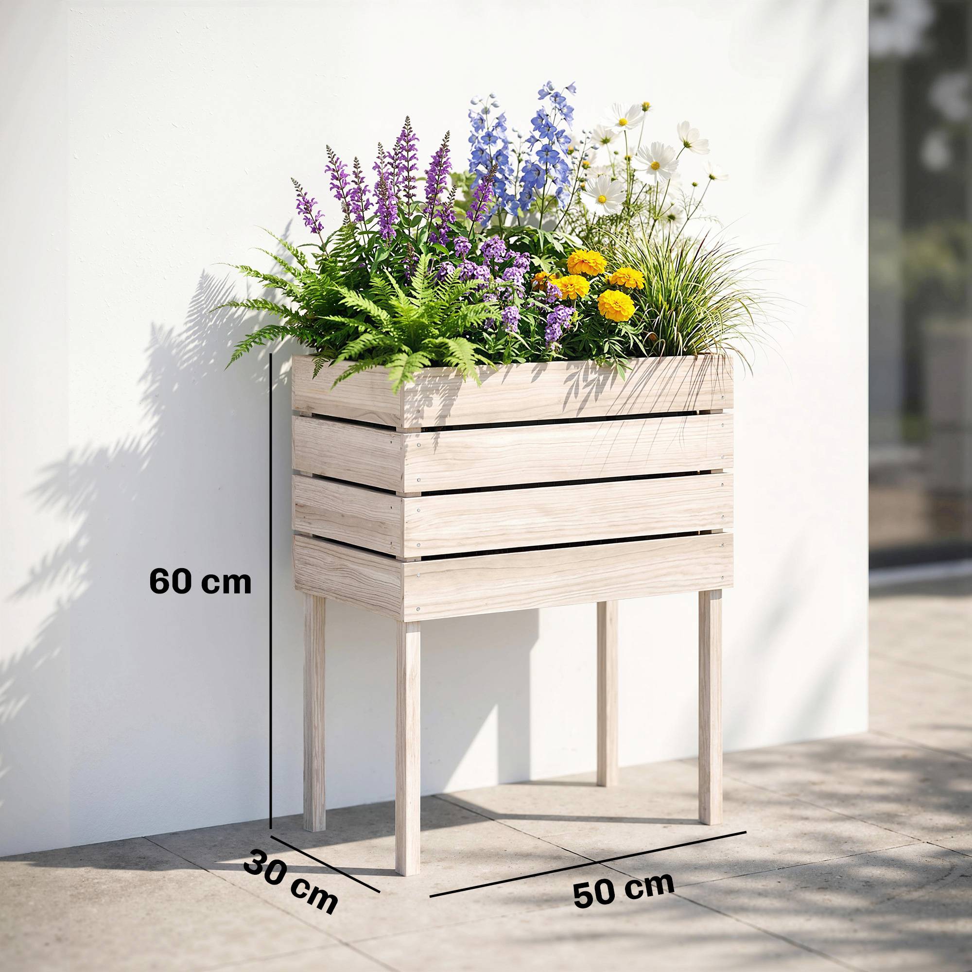 Jardinières sur Pieds carrés potagers - Lot de 4 jardinières sur Pied modulables - 50L x 30l x 60H cm - Image 5
