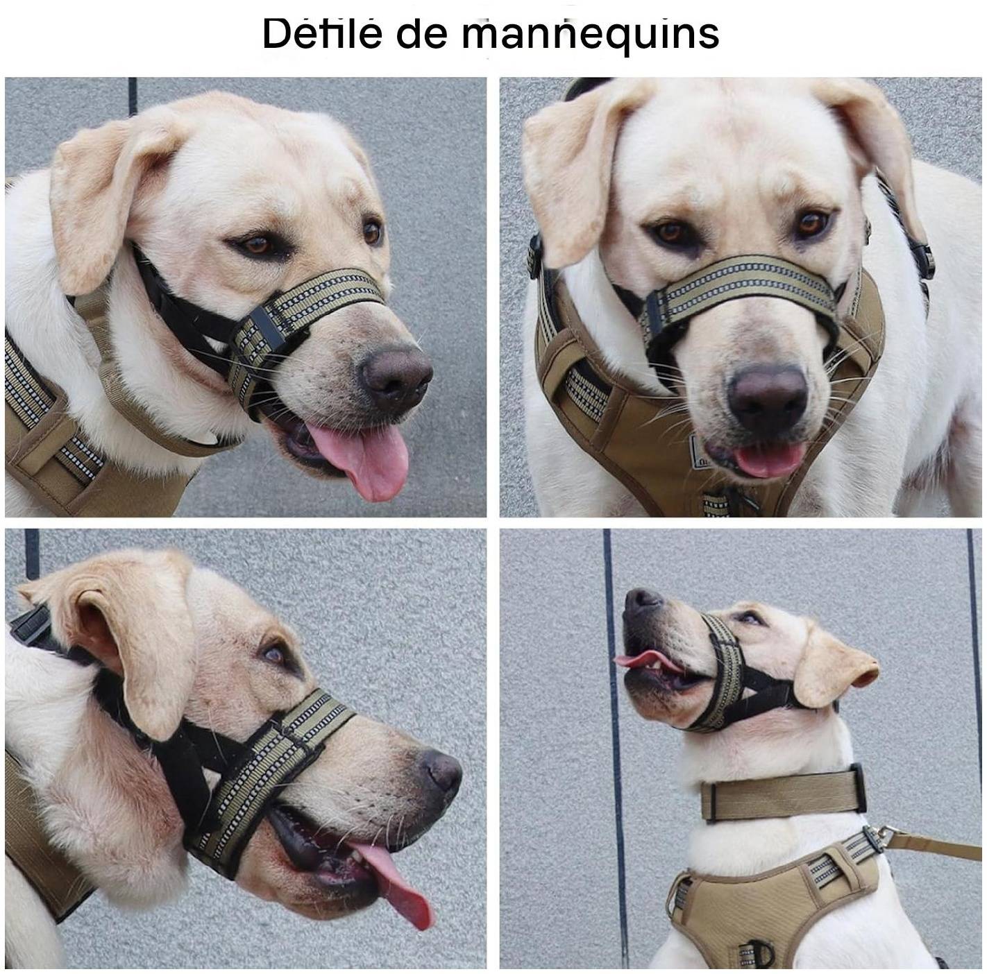 Muselière confortable pour chien kaki taille M ajustable - Lytech - Image 5