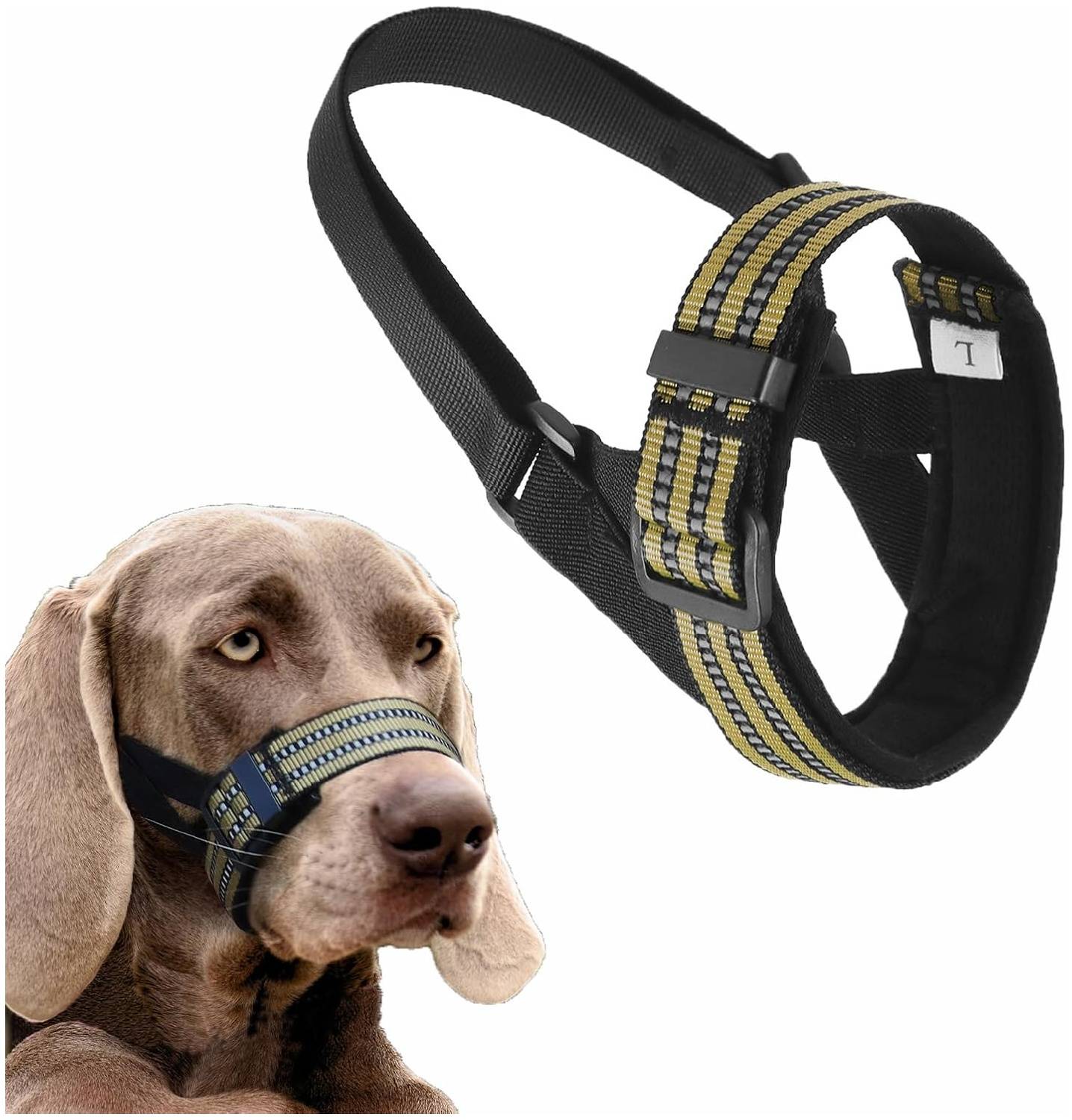 Muselière confortable pour chien kaki taille M ajustable - Lytech
