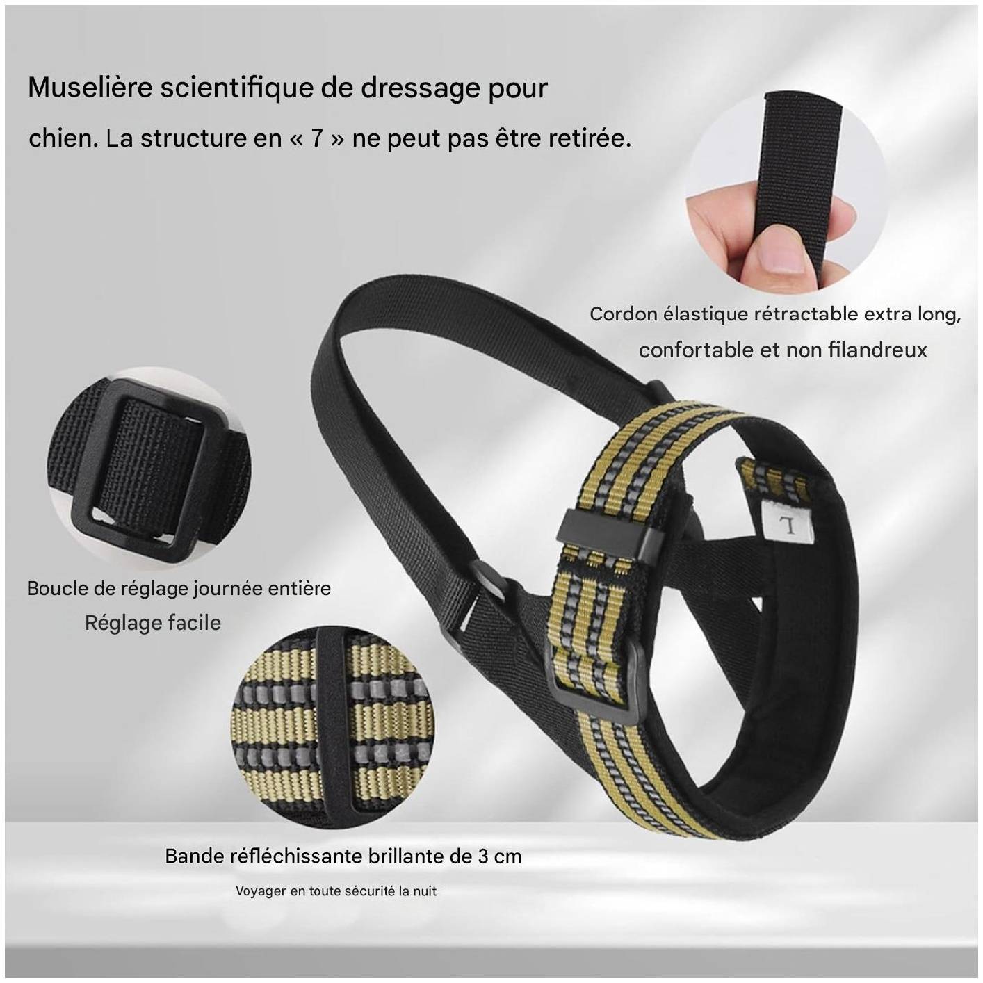 Muselière confortable pour chien kaki taille M ajustable - Lytech - Image 2