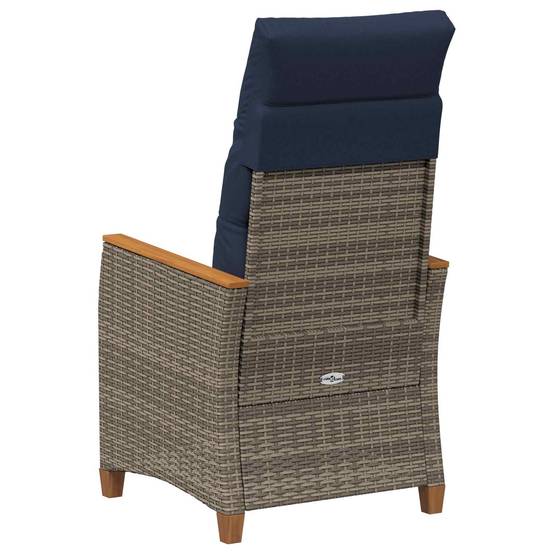 PANGIVO - Chaise de jardin inclinable polyrotin gris et bleu marines 64 x 57.5 x 112 cm, Poids :13.3kg - PANGIVO - Image 6
