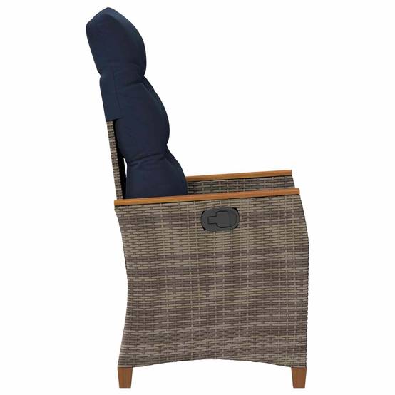 PANGIVO - Chaise de jardin inclinable polyrotin gris et bleu marines 64 x 57.5 x 112 cm, Poids :13.3kg - PANGIVO - Image 5
