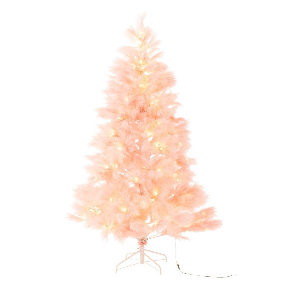 J-Line - Sapin de Noël Artificiel 400 LED "Pampa" 210cm Rose Clair - Image 1