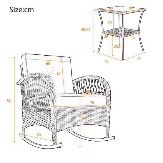 Set mobilier balcon 3 pièces - Rattan, Métal, Beige - PANGIVO - Image 6