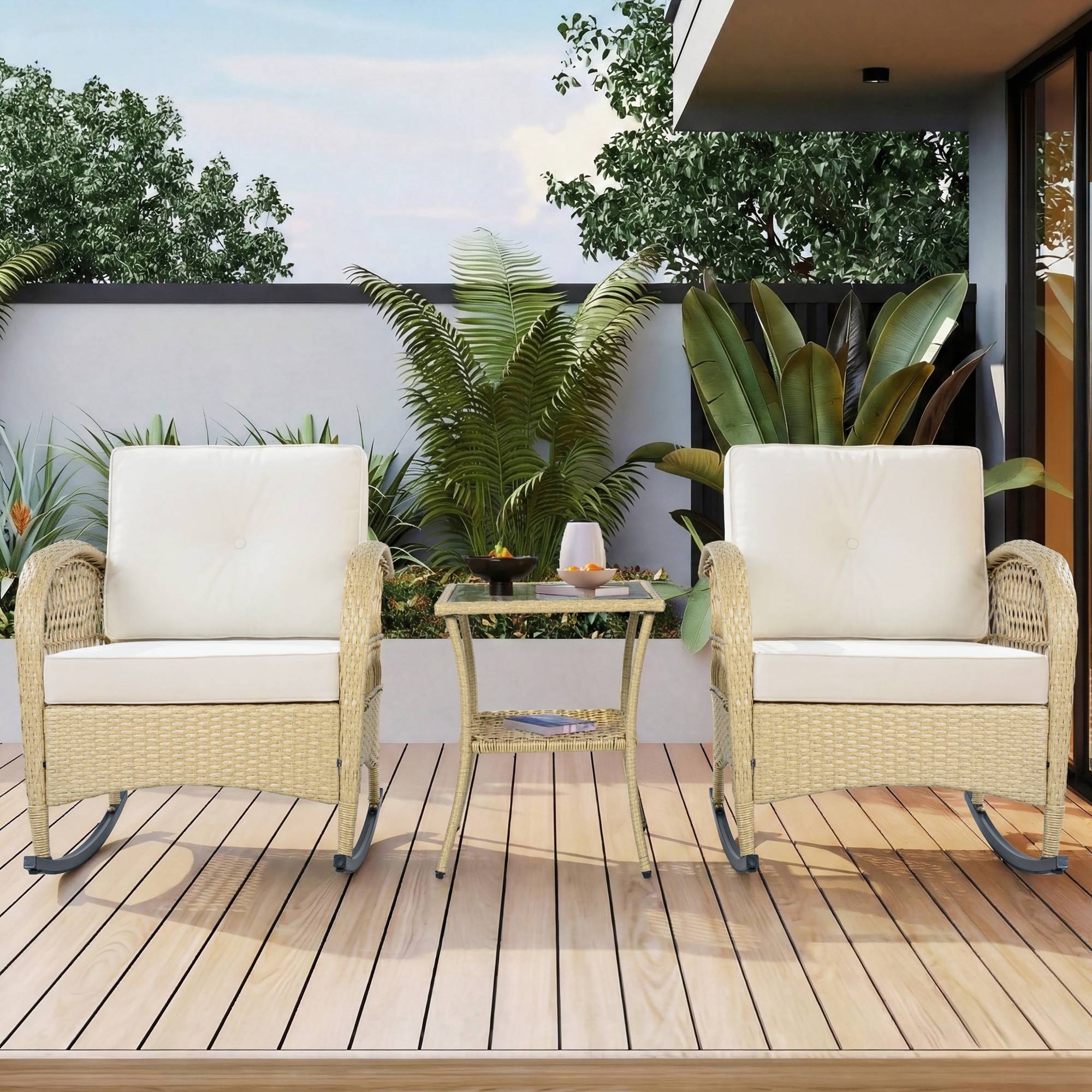 Set mobilier balcon 3 pièces - Rattan, Métal, Beige - PANGIVO - Image 10
