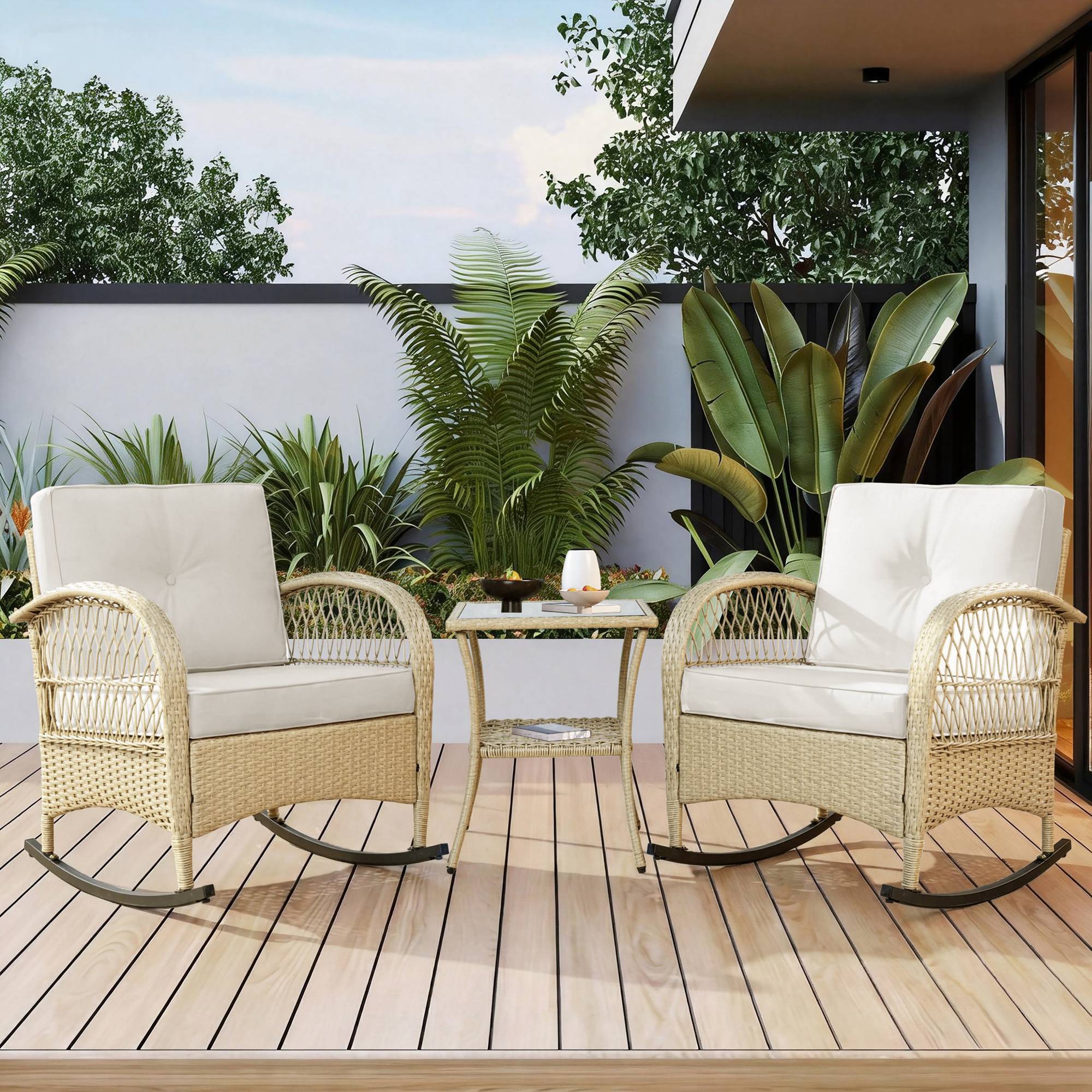 Set mobilier balcon 3 pièces - Rattan, Métal, Beige - PANGIVO - Image 9