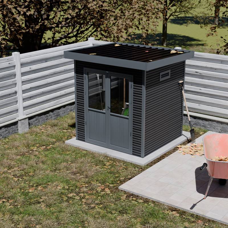 Barac - Abri de jardin en bois composite 28mm - Onyx 22 - 4m² - Gris - Image 9