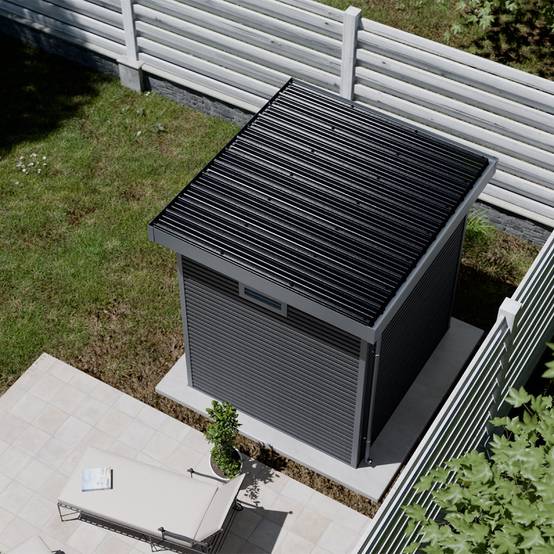 Barac - Abri de jardin en bois composite 28mm - Onyx 22 - 4m² - Gris - Image 8