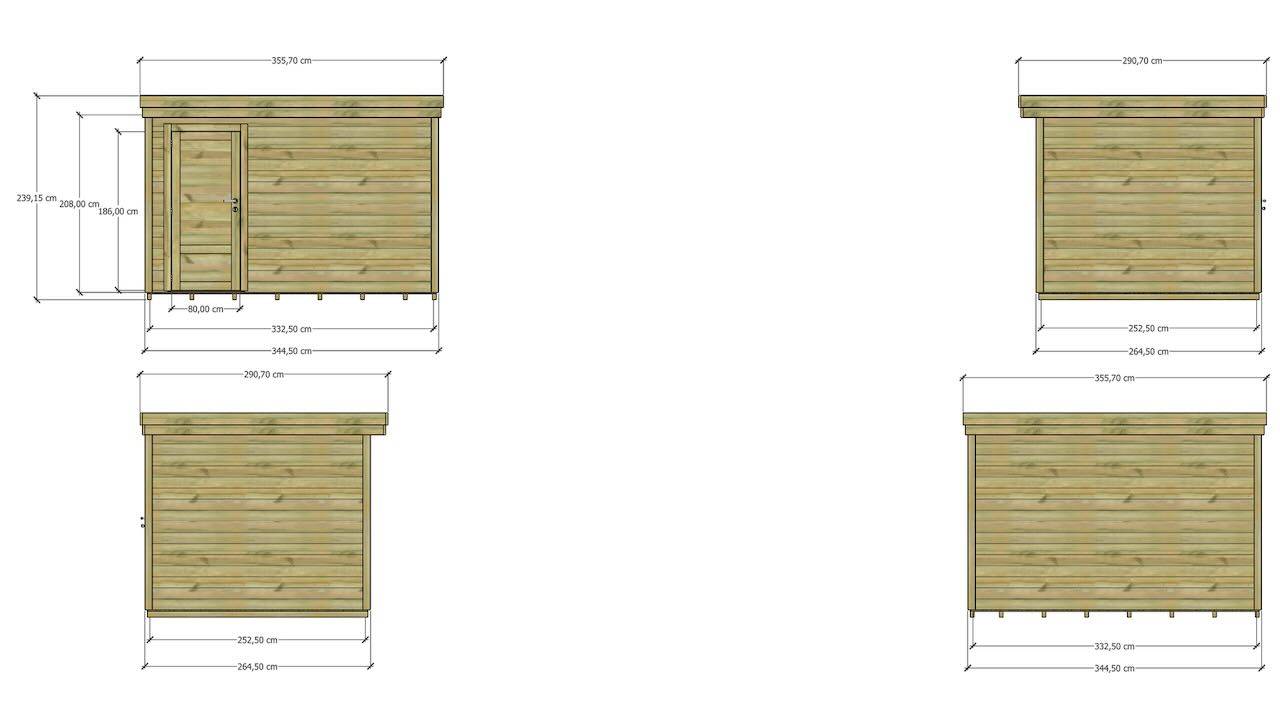 Abri Français - ABRI DE JARDIN bois autoclave 27mm - 3,44x2,64m / 9m2 - Bac acier - Plancher bois - Image 4