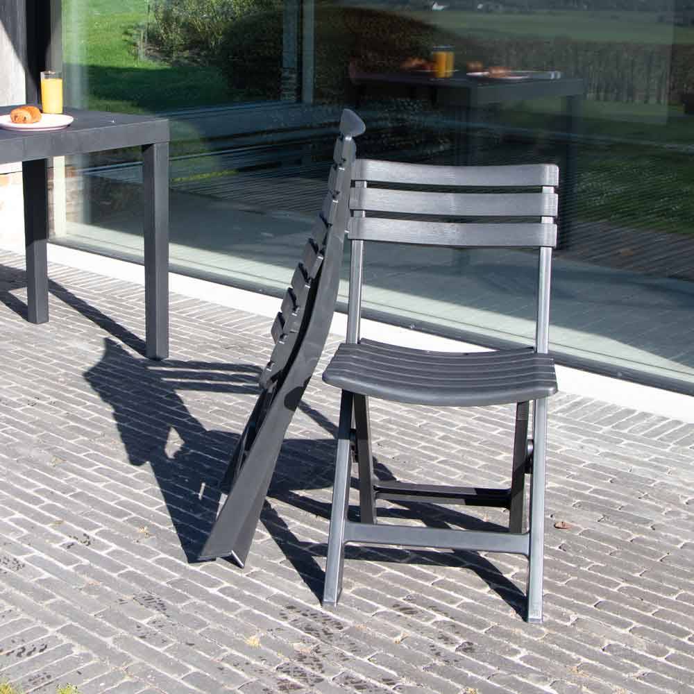 Wilsa Garden - Salon de jardin en résine anthracite 2 places CLUB - Image 4