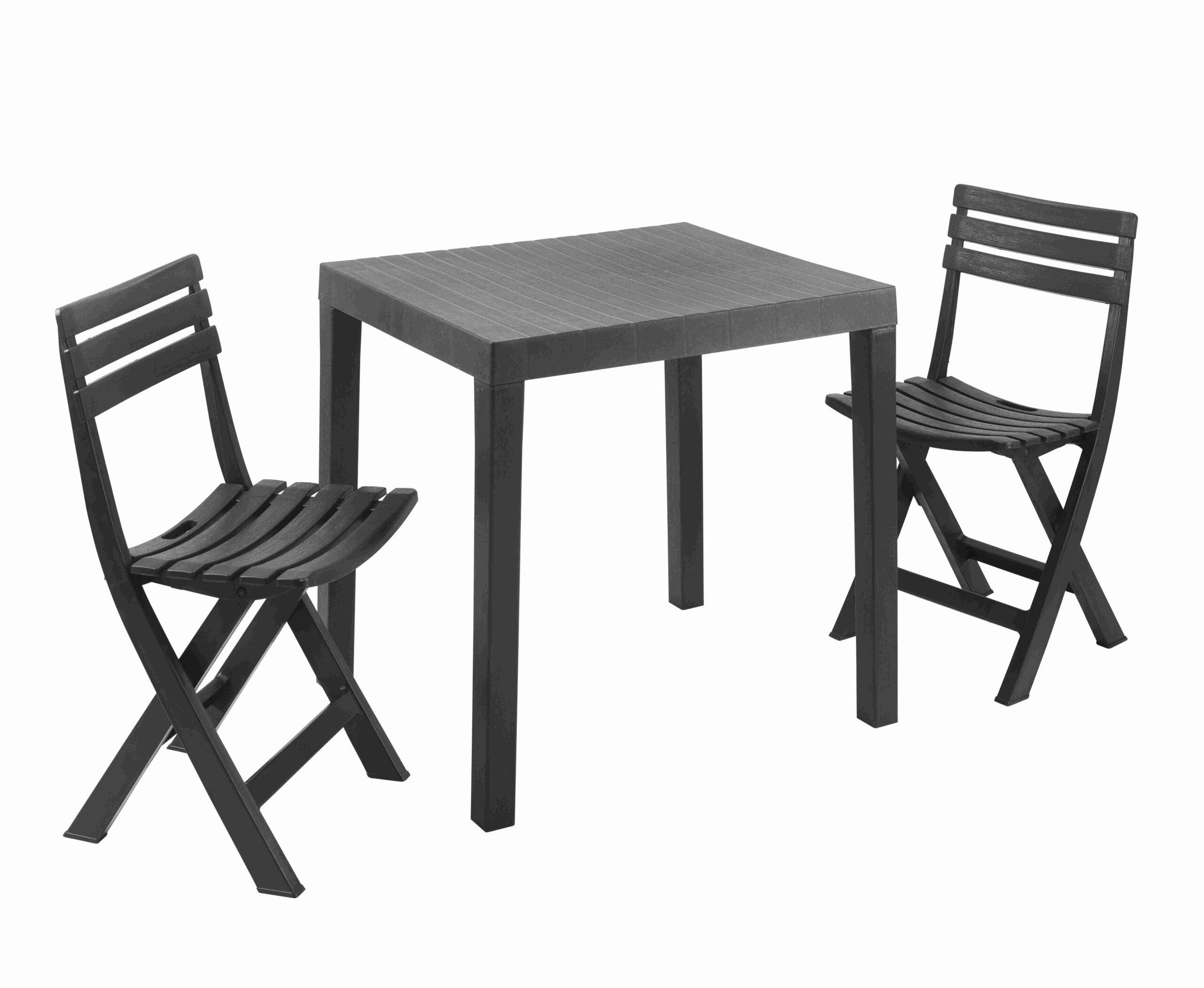 Wilsa Garden - Salon de jardin en résine anthracite 2 places CLUB - Image 2