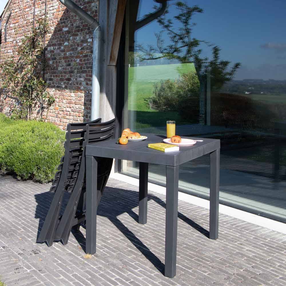 Wilsa Garden - Salon de jardin en résine anthracite 2 places CLUB - Image 3