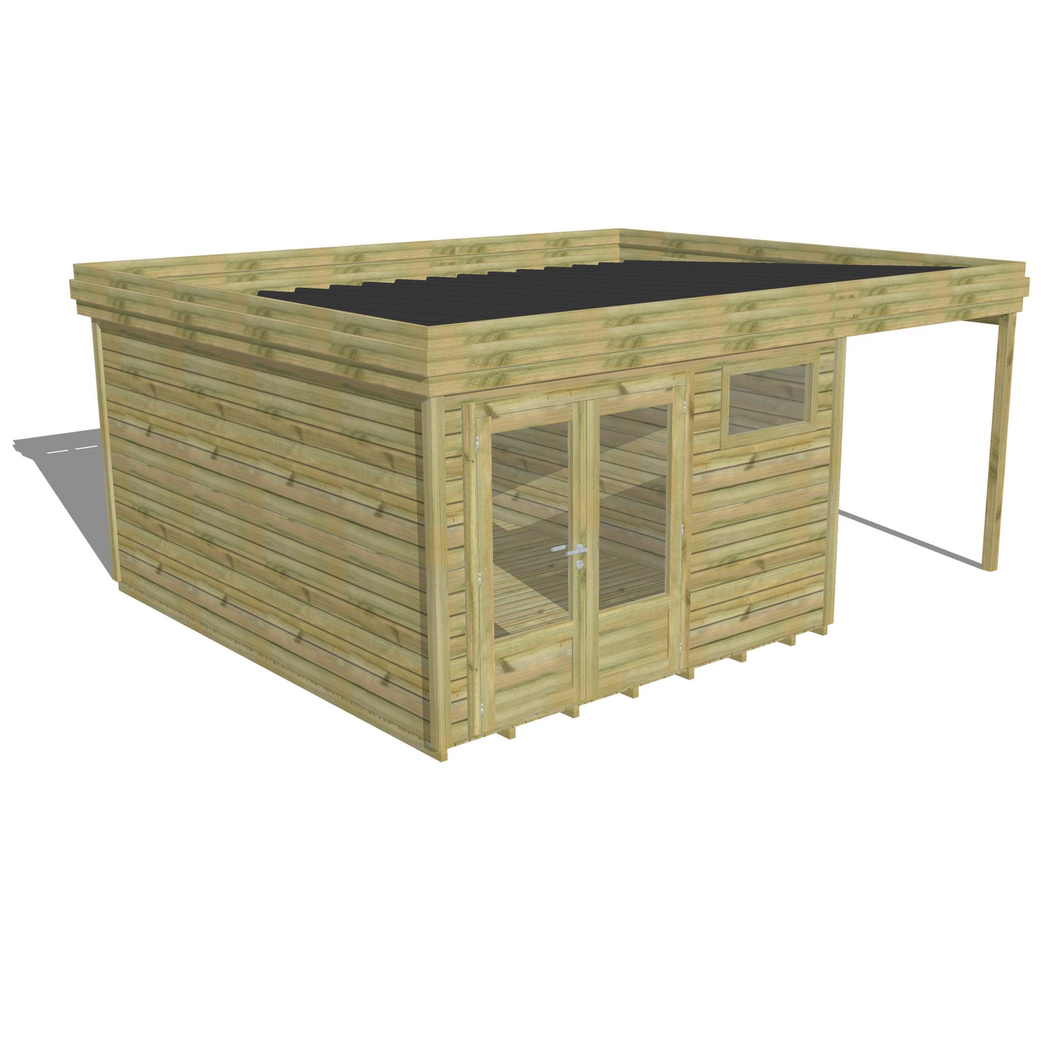 ABRI DE JARDIN bois  autoclave 27mm - 5,44x4,34m / 24m2 - Bac acier - Plancher bois - Image 1