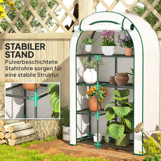 Mini serre jardin acier 4 niveaux protection semis 100x45x160cm blanc - ComfortXL Outdoor Living - Image 9
