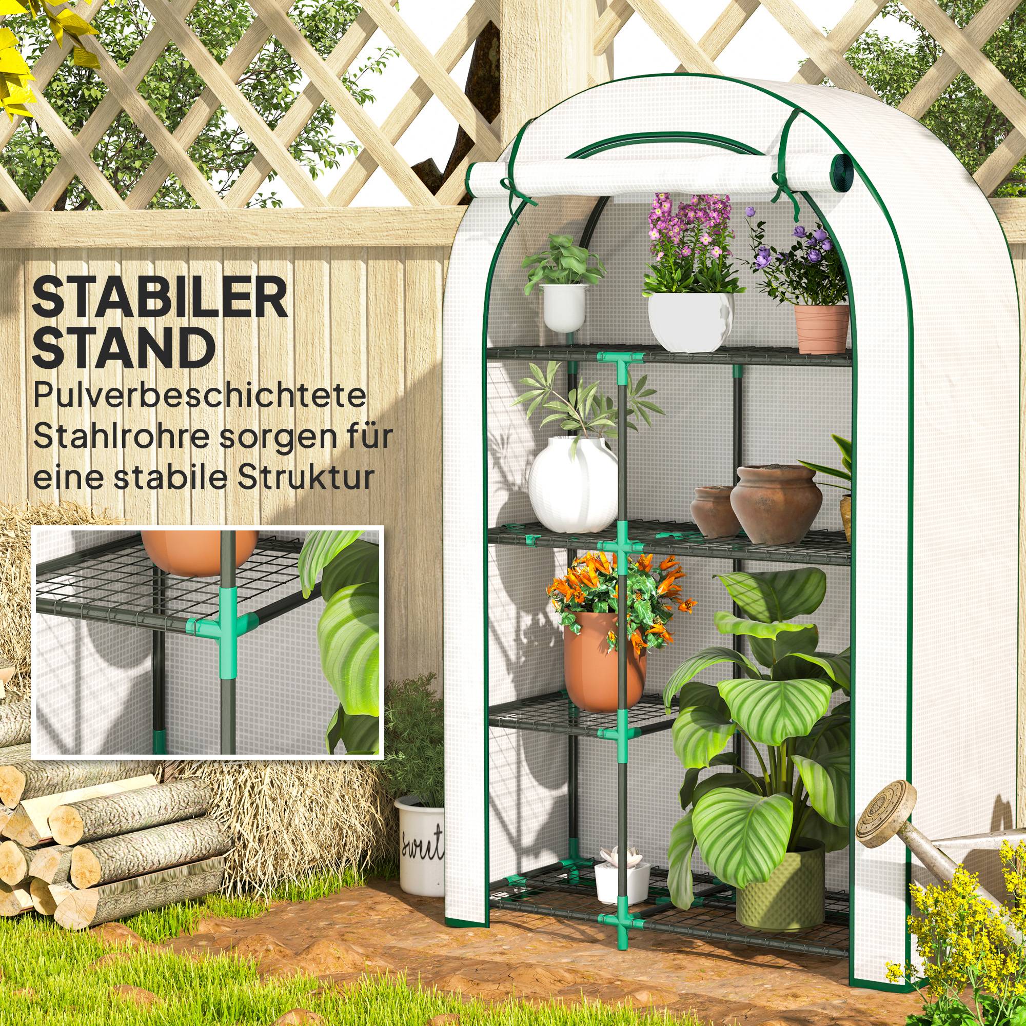Mini serre jardin acier 4 niveaux protection semis 100x45x160cm blanc - ComfortXL Outdoor Living - Image 9