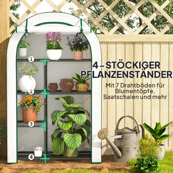 Mini serre jardin acier 4 niveaux protection semis 100x45x160cm blanc - ComfortXL Outdoor Living - Image 7
