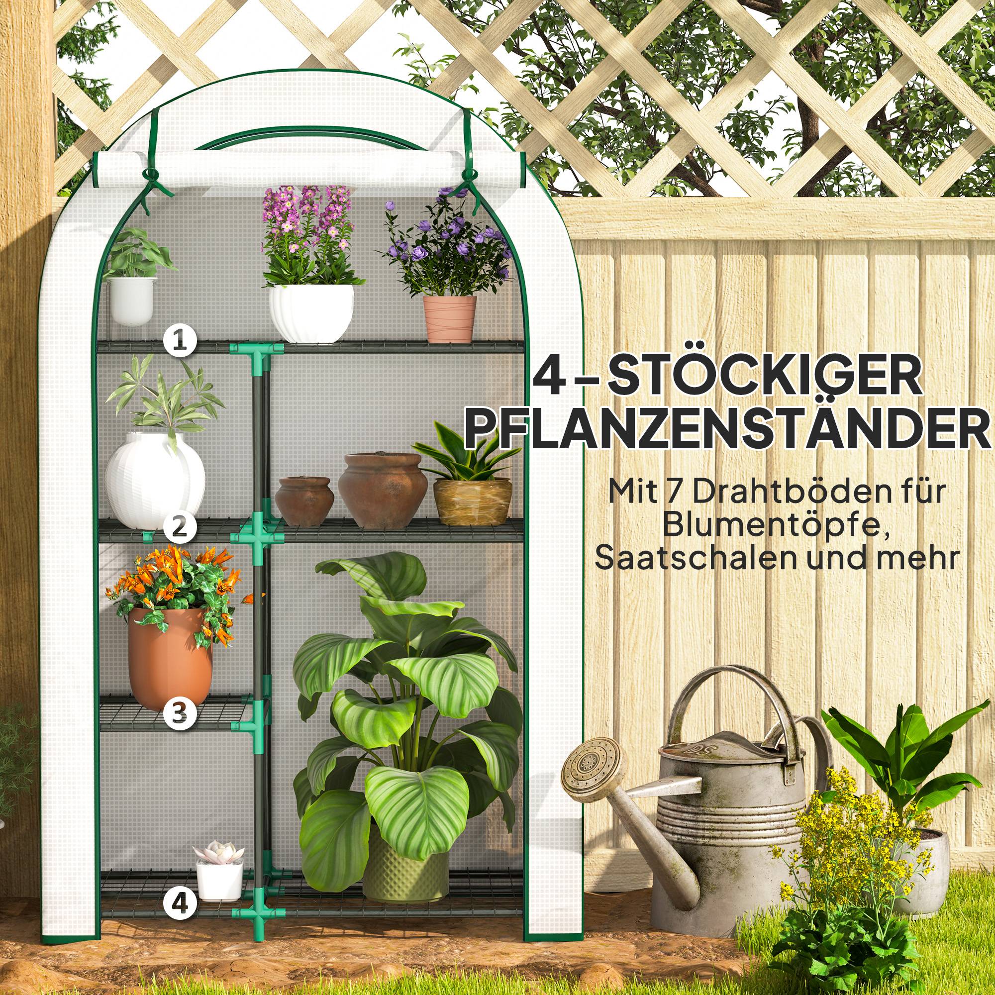 Mini serre jardin acier 4 niveaux protection semis 100x45x160cm blanc - ComfortXL Outdoor Living - Image 7