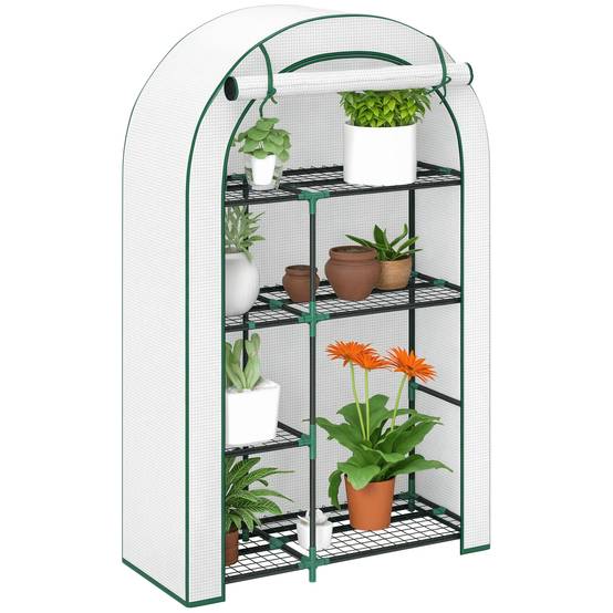 Mini serre jardin acier 4 niveaux protection semis 100x45x160cm blanc - ComfortXL Outdoor Living - Image 1