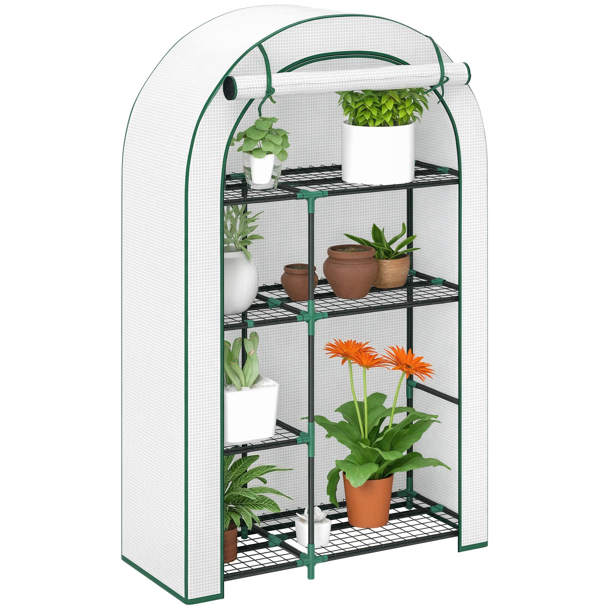 Mini serre jardin acier 4 niveaux protection semis 100x45x160cm blanc - ComfortXL Outdoor Living - Image 1