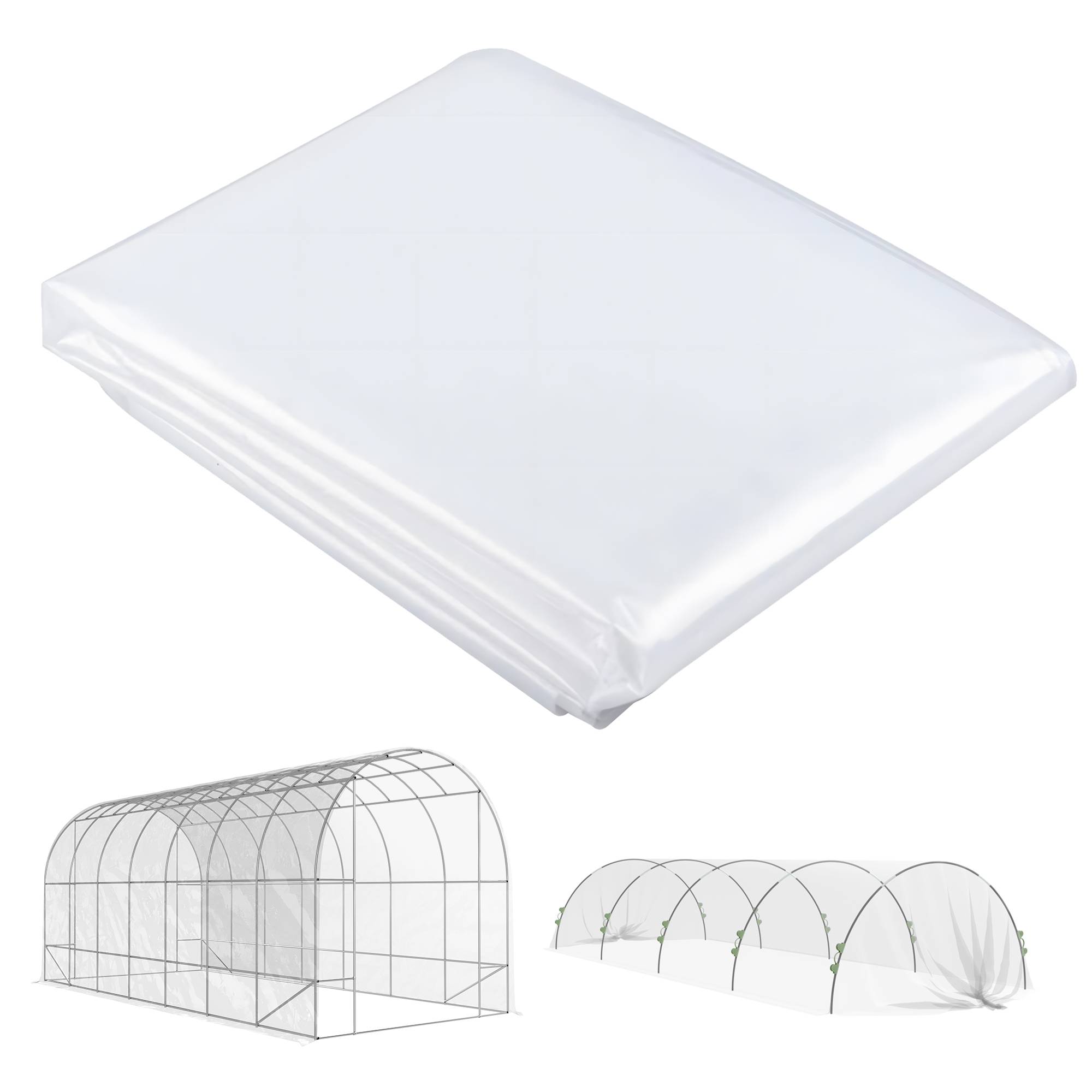Bâche Serre 7x8m Film Plastique Transparent Anti-UV Imperméable pour Tunnel Jardin - ComfortXL Outdoor Living - Image 2