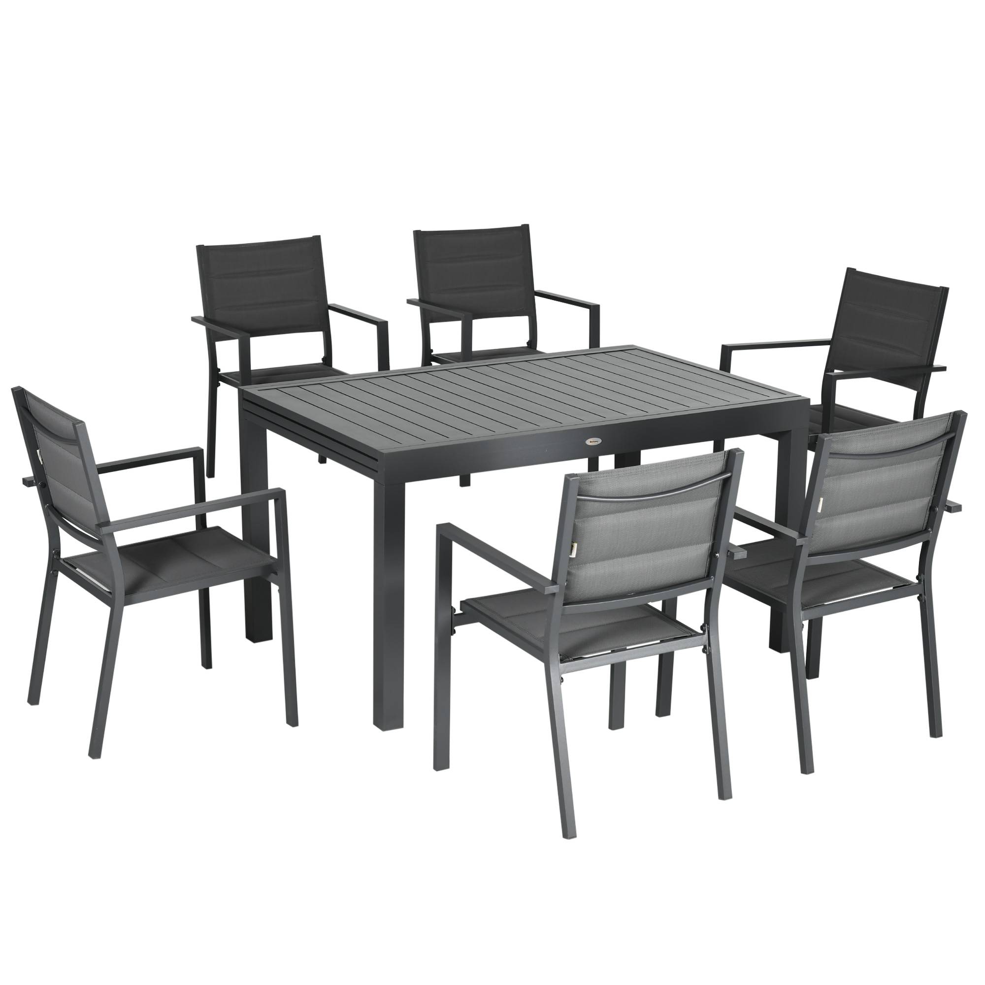 ComfortXL - Salon de jardin aluminium pour terrasse table extensible et 8 chaises empilables 270cm gris - ComfortXL Outdoor Living - Image 2