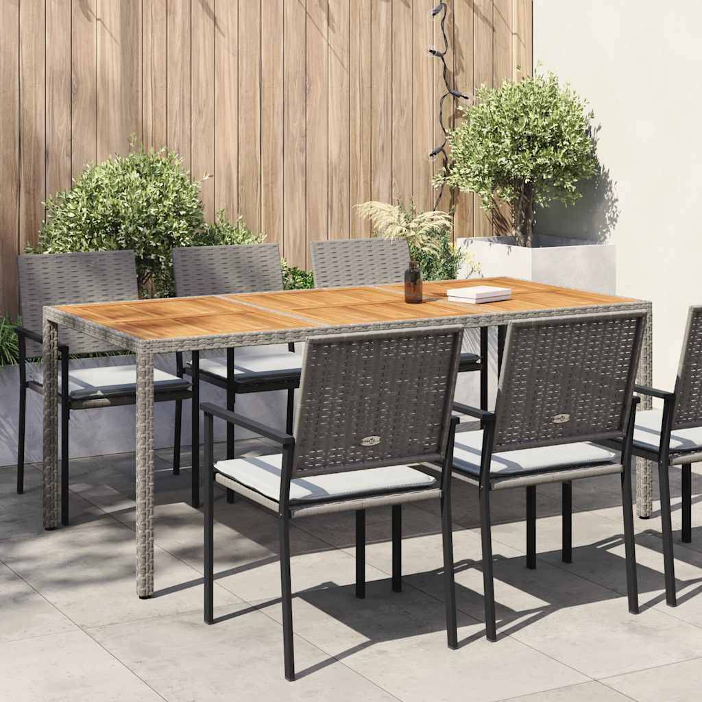 ComfortXL - Table de Jardin Design Grise 190x90cm en Poly Rotin avec Plateau en Bois d'Acacia Massif – ComfortXL Outdoor Living - Image 1