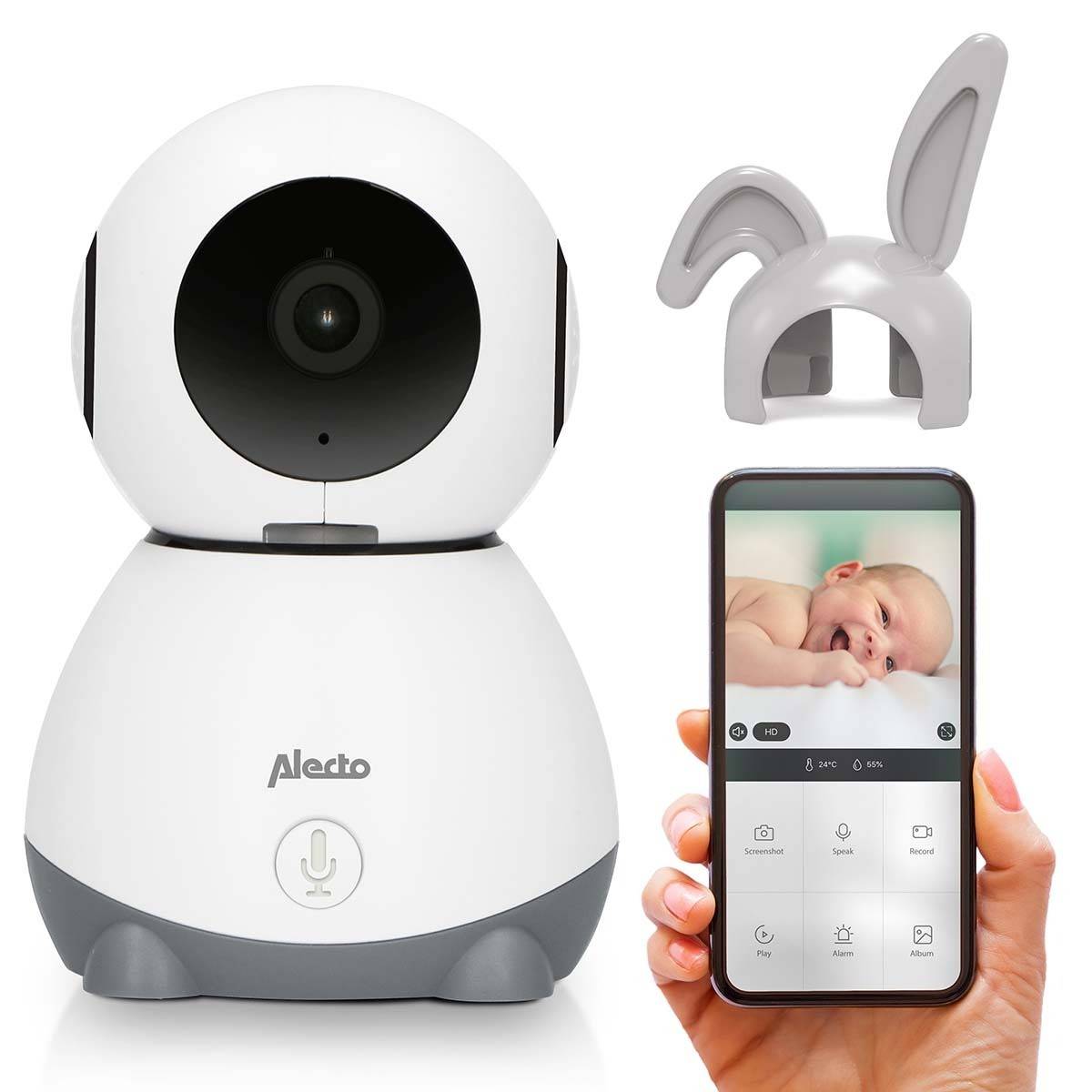 Babyphone Wi-Fi Caméra Full HD 1080p orientable Vision Nocturne Interphone Alertes Alecto - Image 1