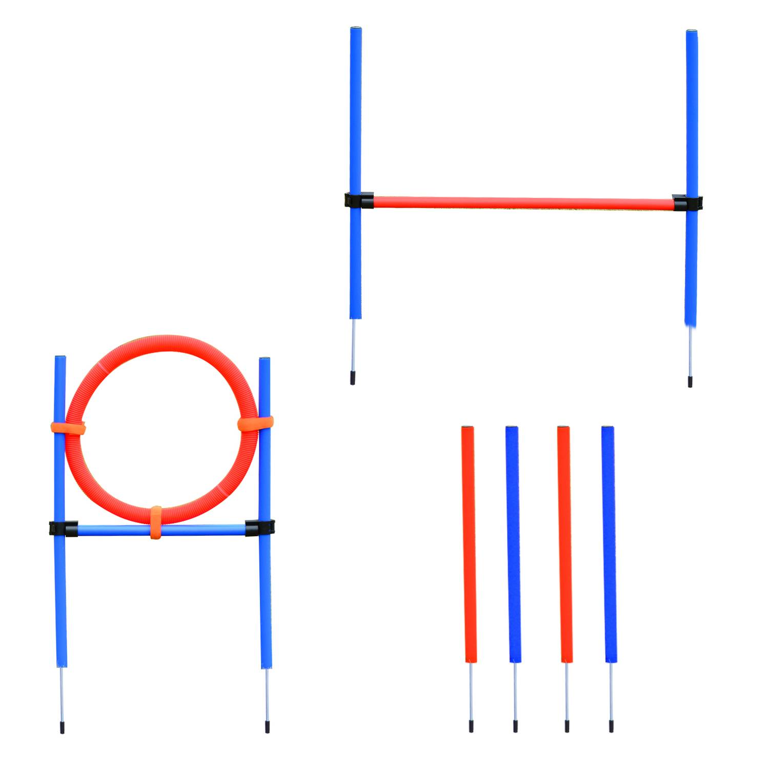Parcours d'agility pour chien acier rouge et bleu 95 x 15 x 60 cm - PANGIVO - Image 1