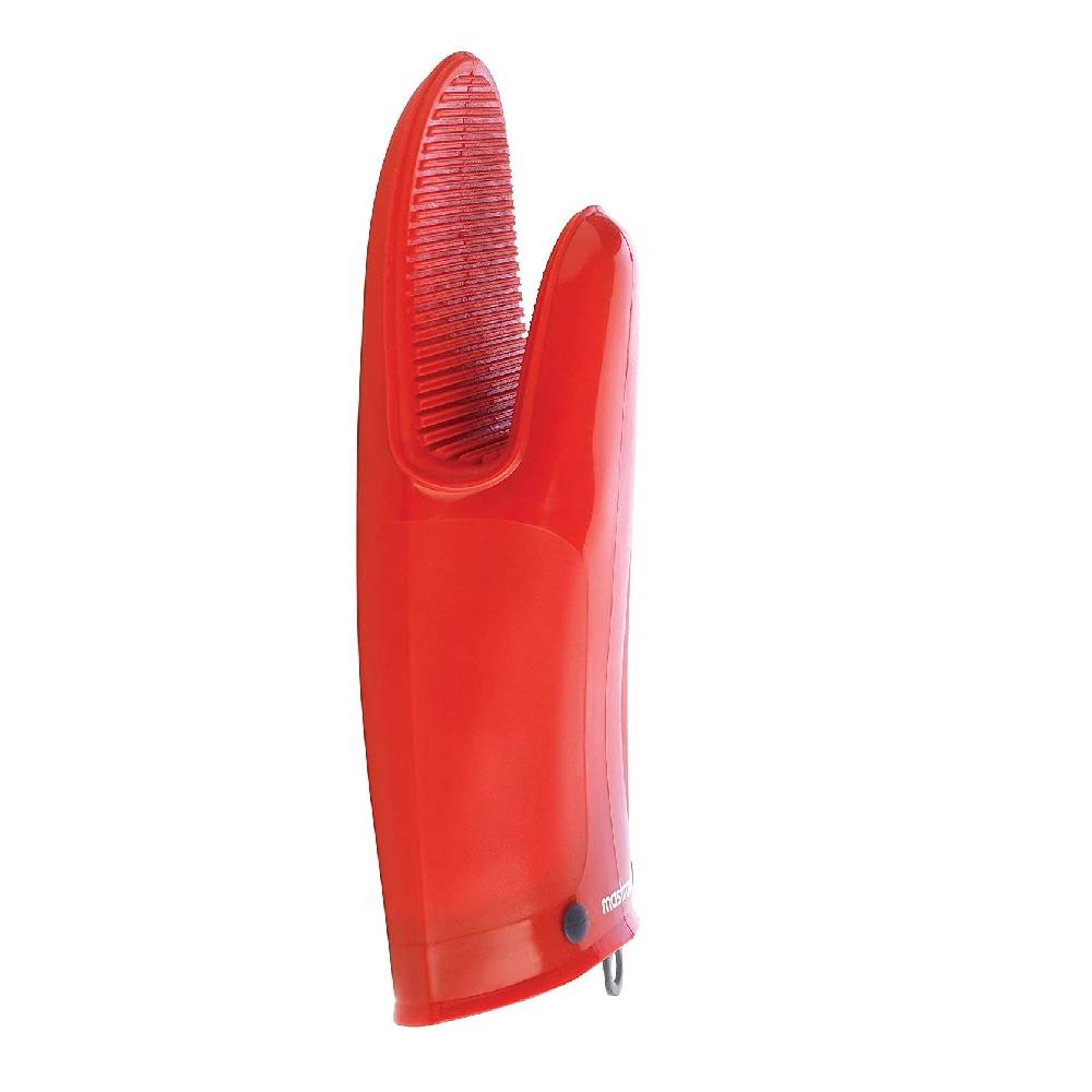 Gant de cuisine silicone et textile rouge - Image 1