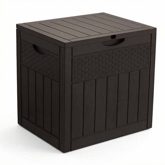 Coffre de Rangement Exterieur 126L en PP 56x43x53CM Style Polyrotin Marron - Image 1