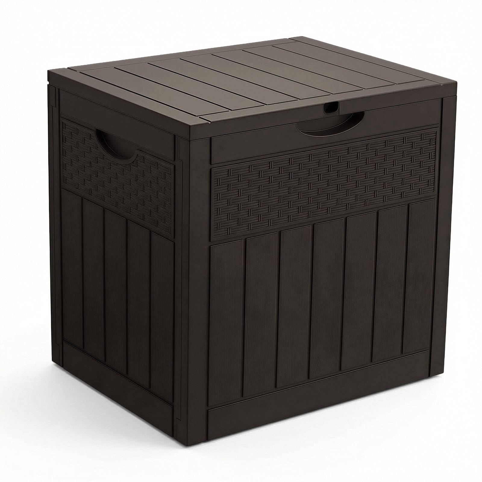 Coffre de Rangement Exterieur 126L en PP 56x43x53CM Style Polyrotin Marron - Image 1