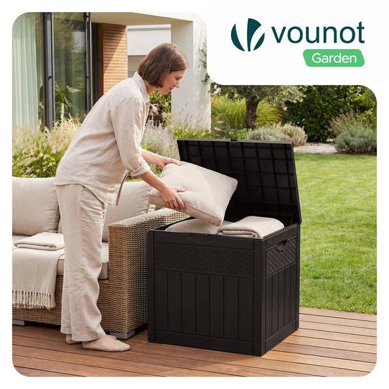 Coffre de Rangement Exterieur 126L en PP 56x43x53CM Style Polyrotin Marron - Image 4
