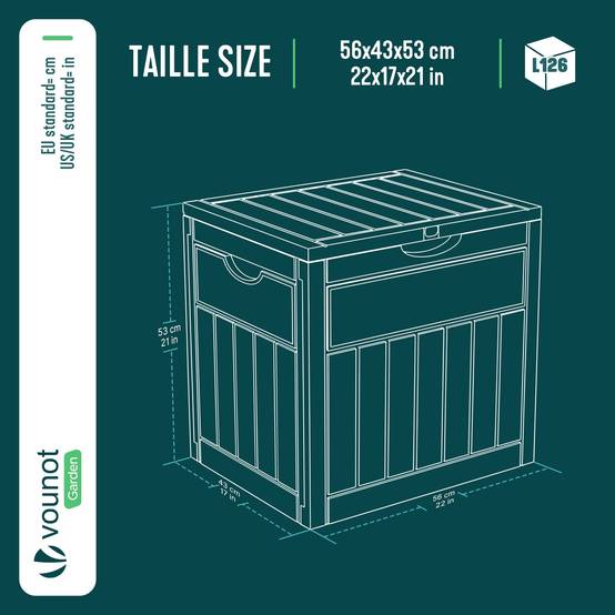 Coffre de Rangement Exterieur 126L en PP 56x43x53CM Style Polyrotin Marron - Image 3