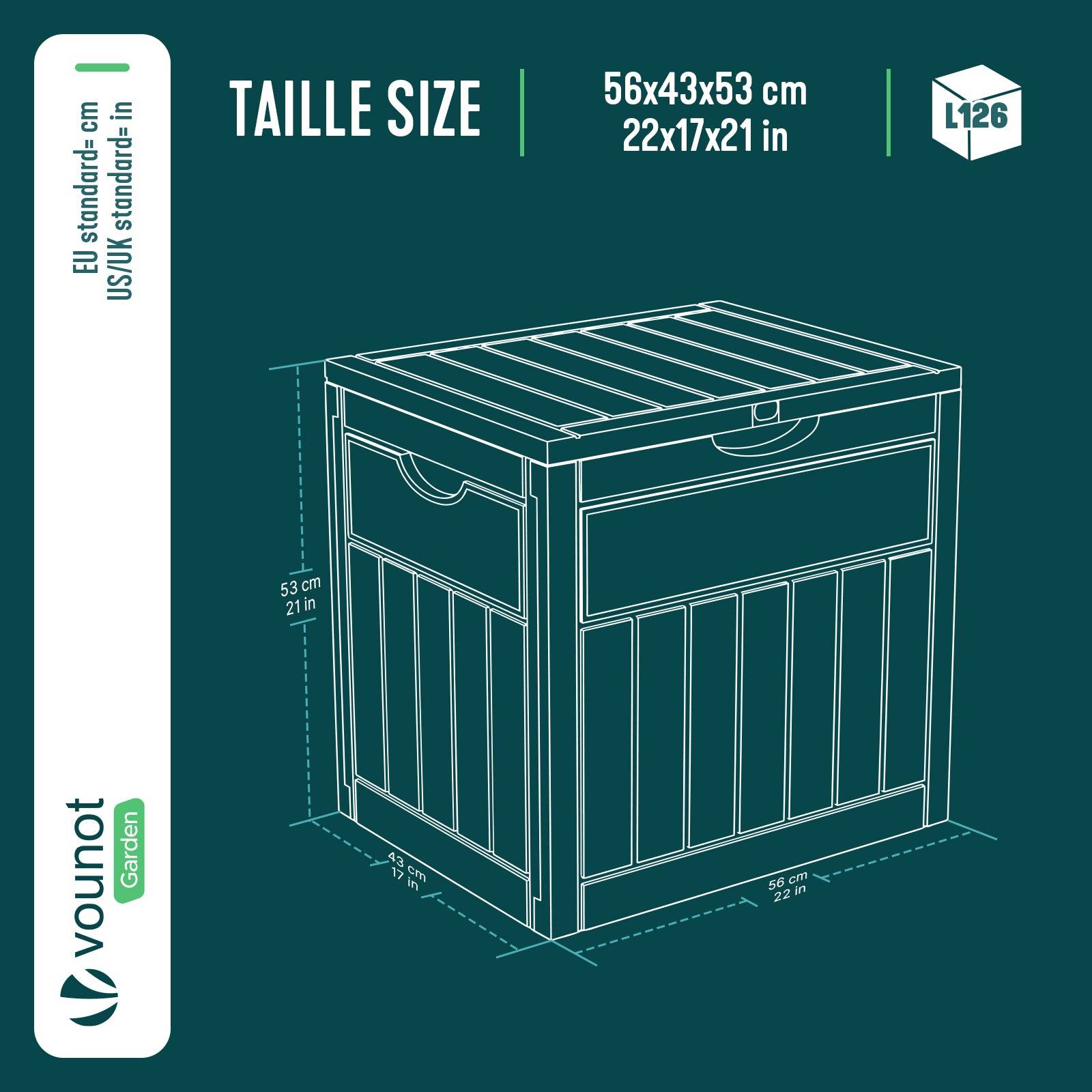 Coffre de Rangement Exterieur 126L en PP 56x43x53CM Style Polyrotin Marron - Image 3