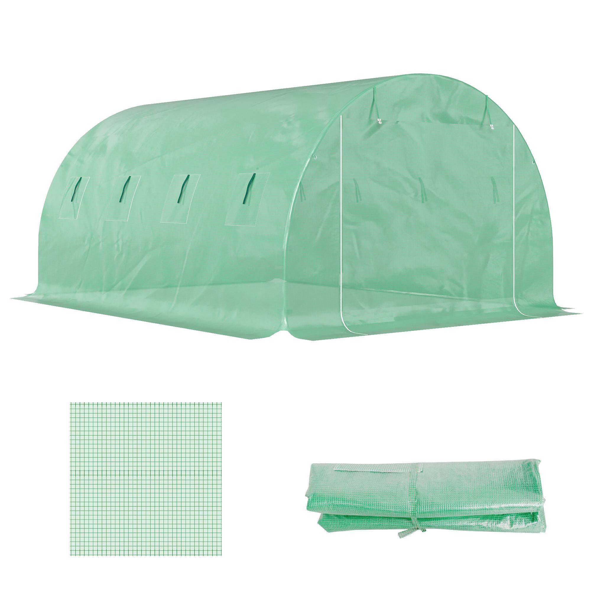 Maison Chic - Bâche de rechange serre tunnel 12 m² 4x3x2 m PE anti-UV imperméable 8 fenêtres + porte enroulable zippée vert - Image 1