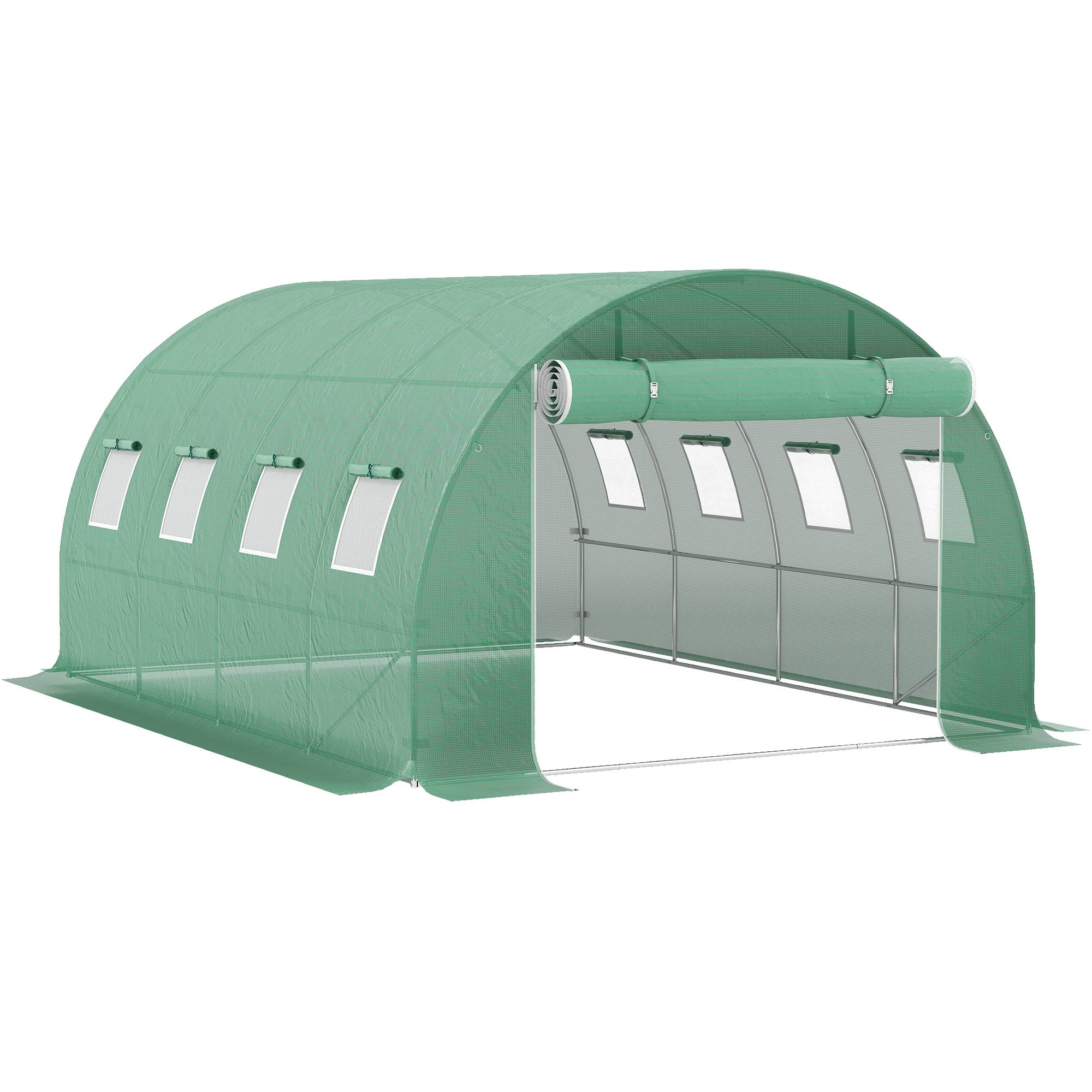Maison Chic - Bâche de rechange serre tunnel 12 m² 4x3x2 m PE anti-UV imperméable 8 fenêtres + porte enroulable zippée vert - Image 3