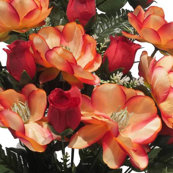 Vasque de Magnolia, bouton de rose, ficus pour la toussaint Orange - couleur: Orange - Image 3