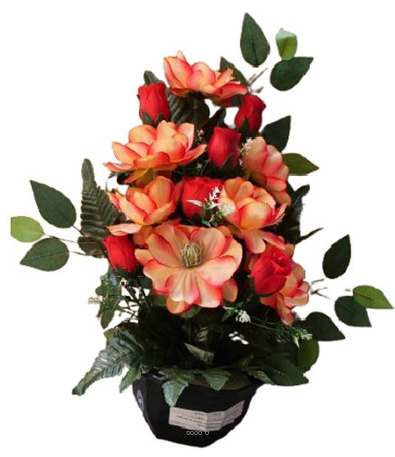Vasque de Magnolia, bouton de rose, ficus pour la toussaint Orange - couleur: Orange - Image 1